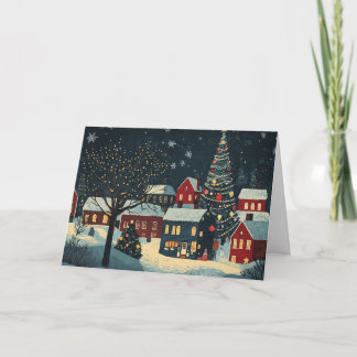 Tarjeta Navidades iluminan árboles nevados