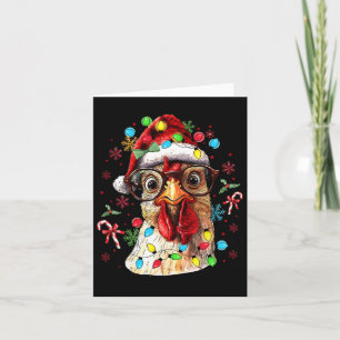 Tarjeta Navidades iluminan el pollo Santa Funny árbol de n