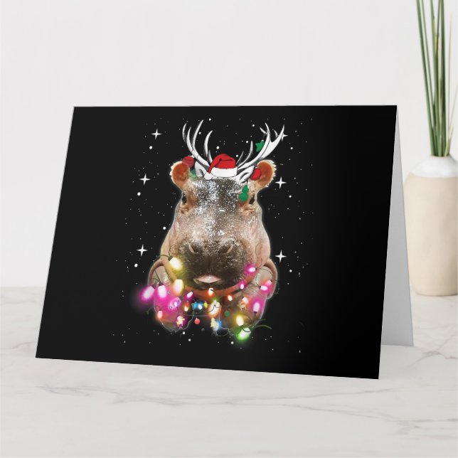 Tarjeta Navidades iluminan Hippo Fiona Hippopótamo Lover (Anverso)