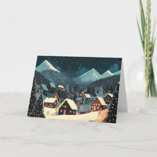 Tarjeta Navidades iluminan pueblo de montaña