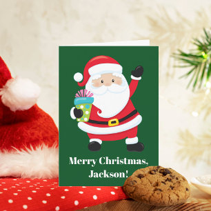 Tarjeta Navidades infantiles personalizados de Green Santa