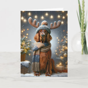Tarjeta Navidades Irlandeses Sentados Con Antillas De Reno