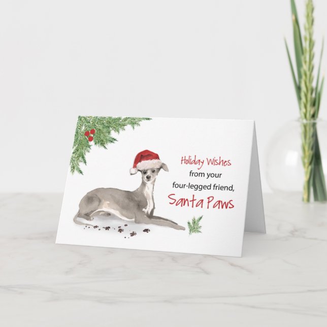 Tarjeta Navidades italianos de Greyhound de perro en el gr (Anverso)