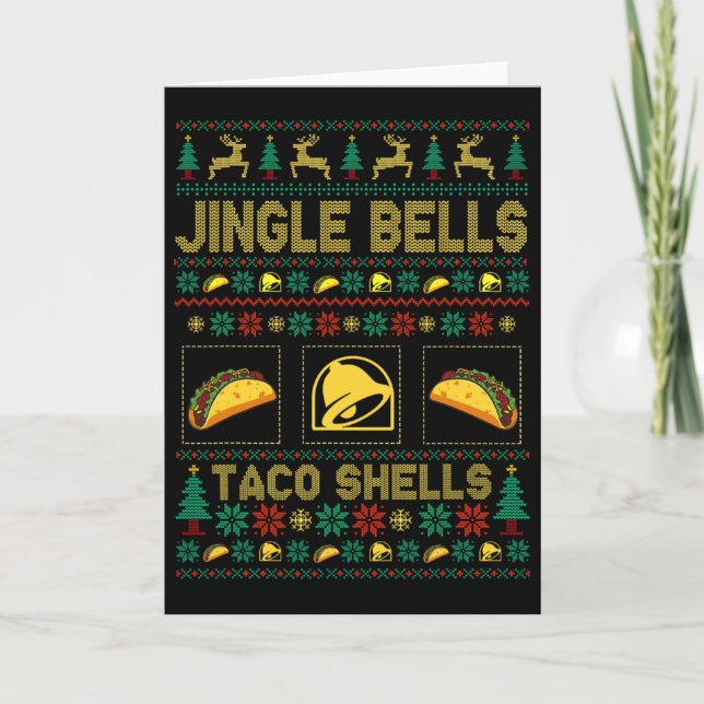 Tarjeta Navidades jingle Bells Taco con su concha navideña (Anverso)