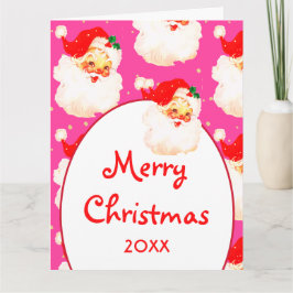 Tarjeta Navidades Jolly Santa Claus Foto Saludo Rosa