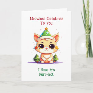 Tarjeta Navidades kawaii gatitos y feliz año nuevo