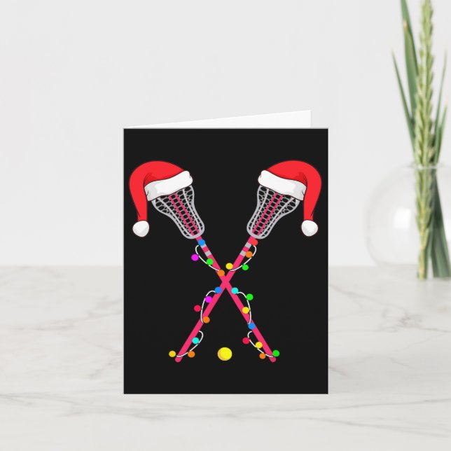 Tarjeta Navidades Lacrosse Santa Hat iluminan divertidos d (Anverso)
