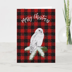 Tarjeta Navidades Lechuza De Nieve En Plaid