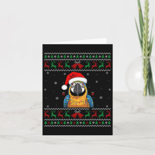 Tarjeta Navidades Loro Suéter suéter feo Santa Hat Luces B