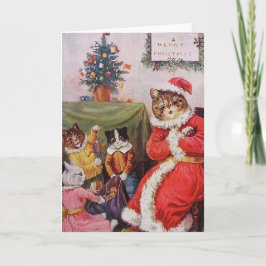 Tarjeta Navidades Louis Wain  Gats Vintage Victorian Famil