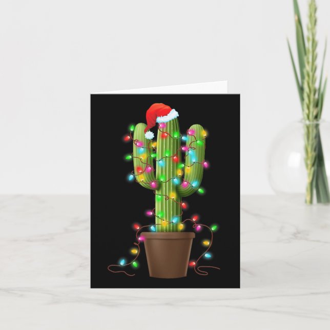 Tarjeta Navidades Luces Cactus Lover Graciosos Regalos De  (Anverso)