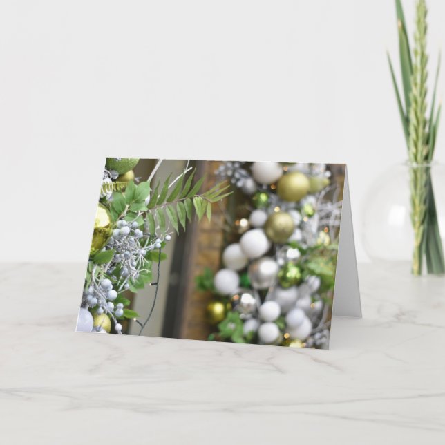 Tarjeta Navidades Luces Decoraciones Fotografía de Londres (Anverso)