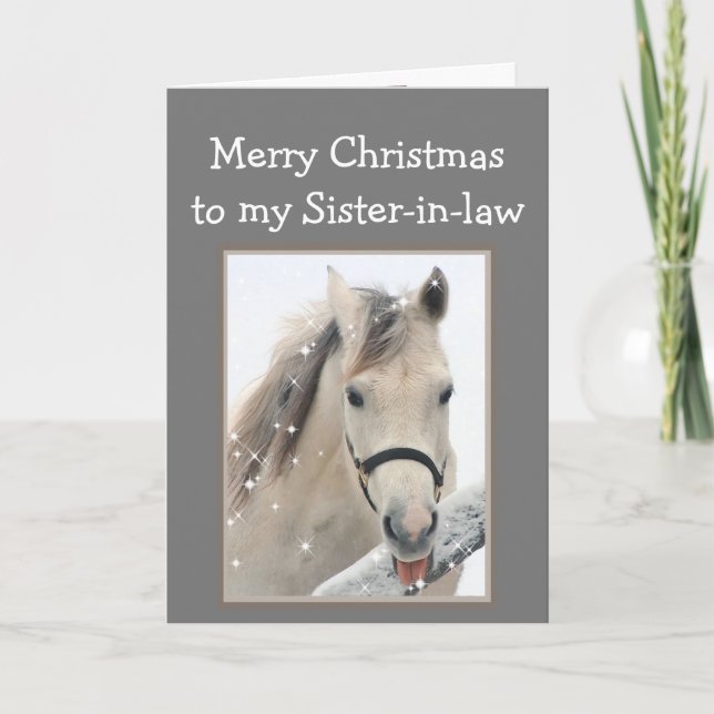 Tarjeta Navidades mágicos cuñada desea caballo de nieve (Anverso)