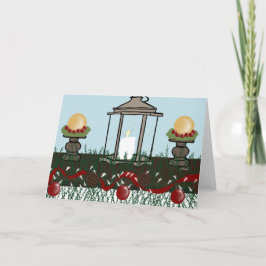 Tarjeta Navidades Mantienen Con Velas, Pineconas, Ornament