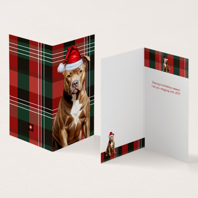 Tarjeta Navidades marrones de felinos de Pitbull (Interior y exterior)