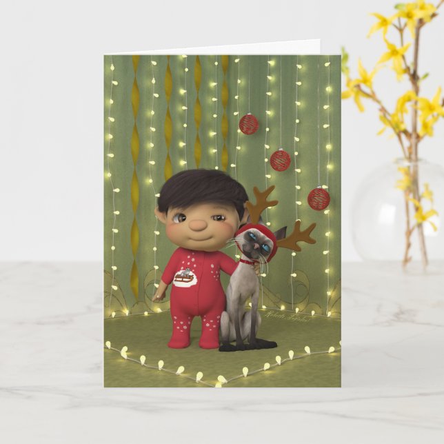 Tarjeta Navidades Mascota Friend (flor amarilla)