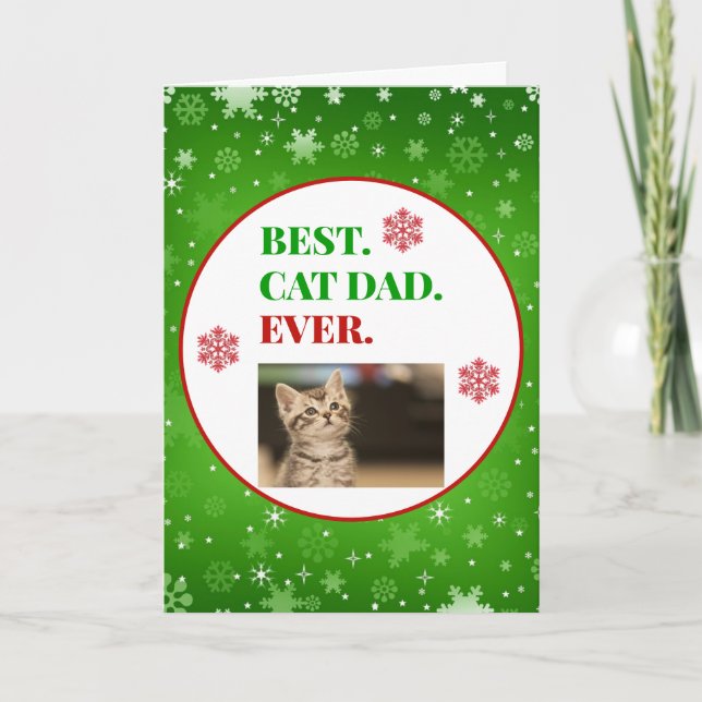 Tarjeta Navidades Mejor Foto De Papá Gato (Anverso)