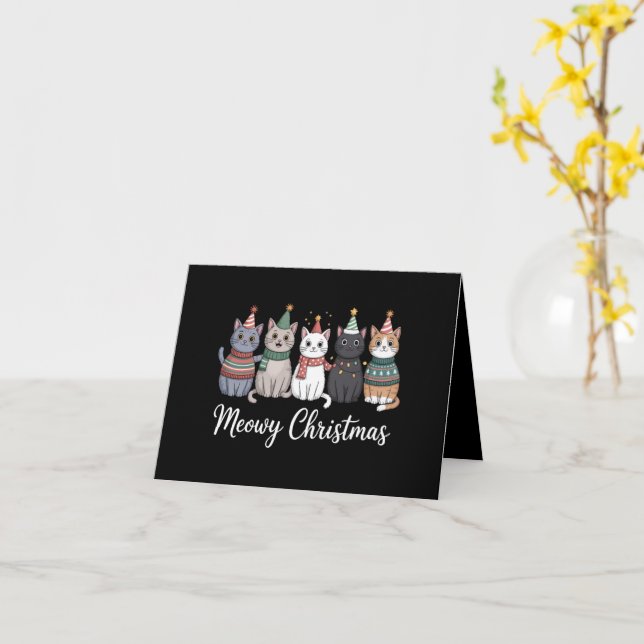 Tarjeta Navidades Meowy Feliz Año del Gato Feliz Navidad (flor amarilla)