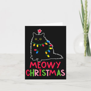 Tarjeta Navidades Meowy Xmas ilumina pijamas de gato negro