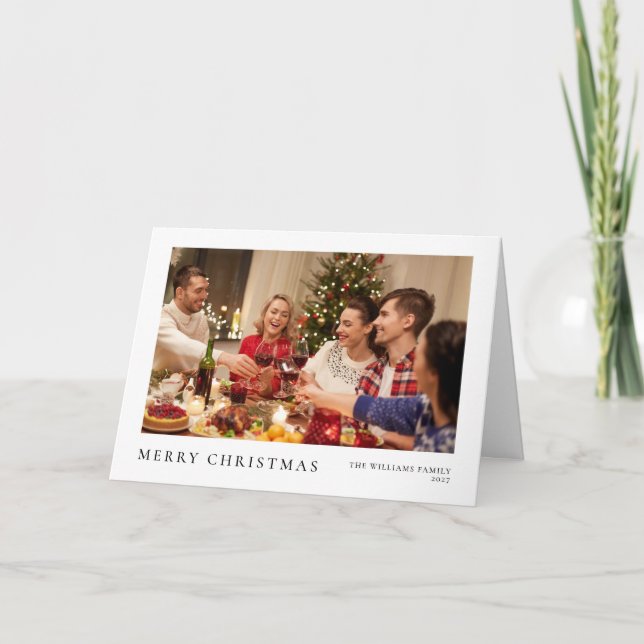 Tarjeta Navidades minimalistas fotografía familiar moderna (Anverso)