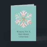 Tarjeta Navidades Mint White Snowflake Rosa<br><div class="desc">Navidades Mint Pink Snowflake</div>