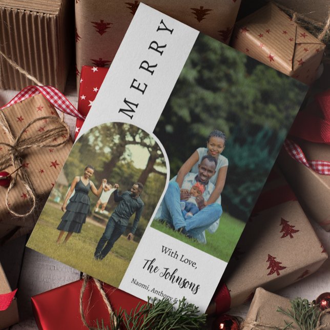 Tarjeta Navidades Modern Merry Photo Personalizado (Subido por el creador)