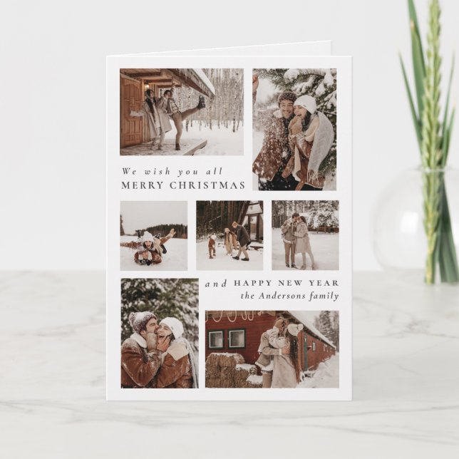 Tarjeta Navidades modernos de collage de fotos festivas do (Anverso)