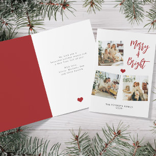 Tarjeta Navidades modernos de fotos merry y luminosos