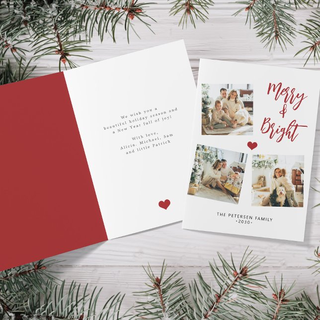 Tarjeta Navidades modernos de fotos merry y luminosos (Subido por el creador)
