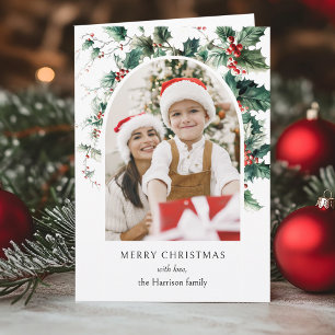 Tarjeta Navidades modernos Foto Arch con Holly