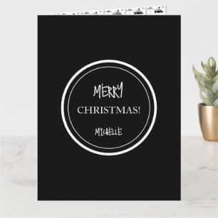 Tarjeta Navidades modernos: negro y blanco personalizado