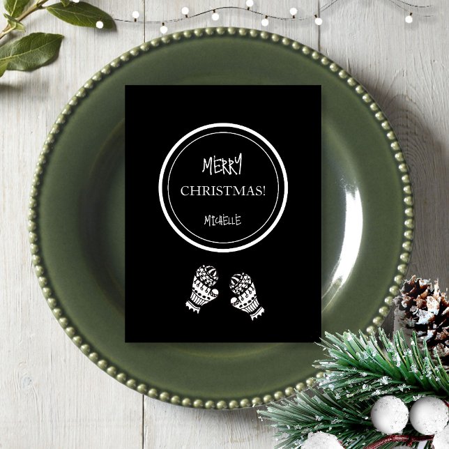 Tarjeta Navidades modernos: negro y blanco personalizado (Subido por el creador)