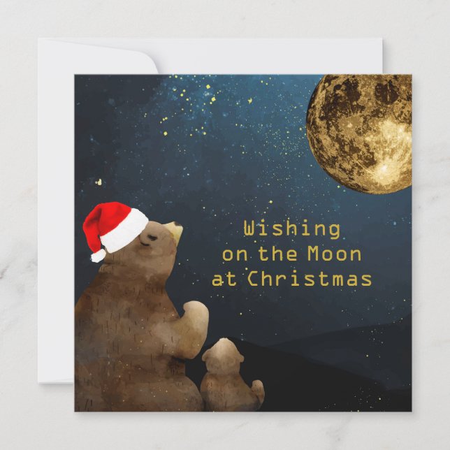 Tarjeta Navidades Moon 3 Fotos Purpurina Bears Flat Card (Anverso)