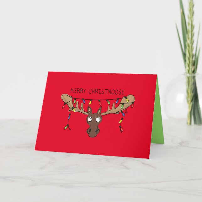 Tarjeta Navidades Moose Cute Gracioso Animal de vacaciones (Anverso)