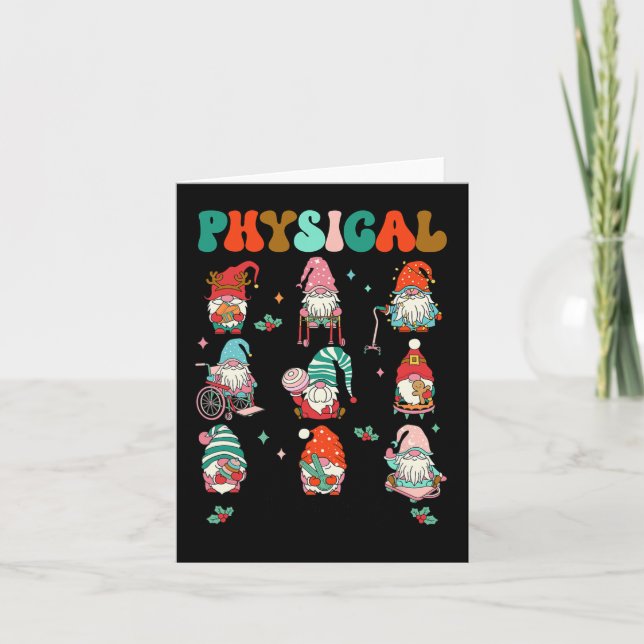 Tarjeta Navidades Navidades de Terapia Física Gnome Physic (Anverso)
