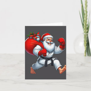 Tarjeta Navidades navideños de Santa Claus Karate