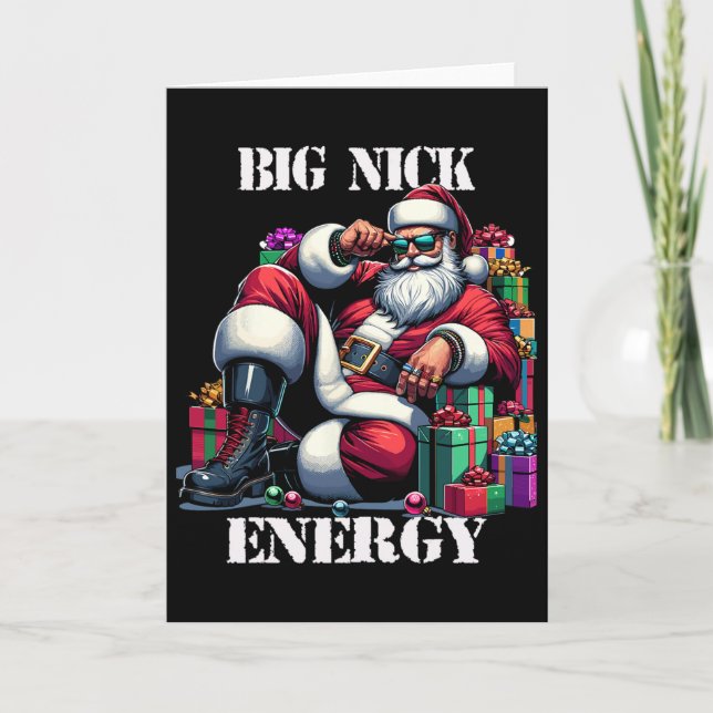 Tarjeta Navidades navideños del Gran Nick Energy Fun Santa (Anverso)