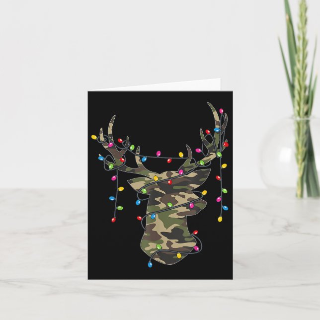 Tarjeta Navidades navideños en caza de renos navideños (Anverso)