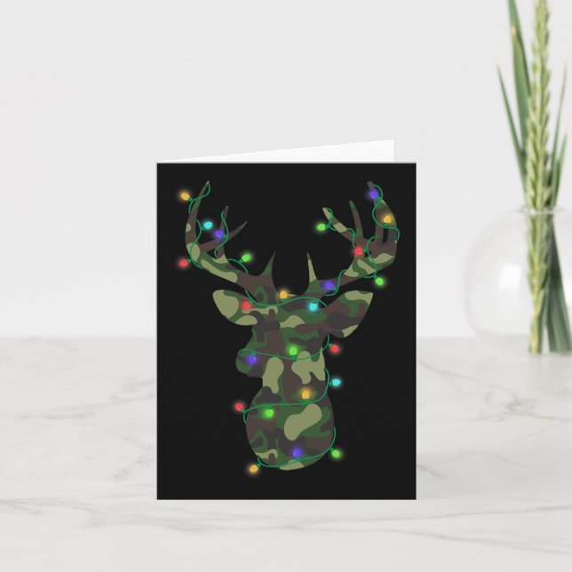 Tarjeta Navidades navideños en caza de renos navideños (Anverso)