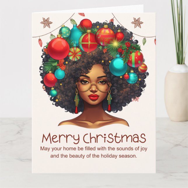 Tarjeta Navidades negros Sista Melanin Queen Women Xmas (Anverso)
