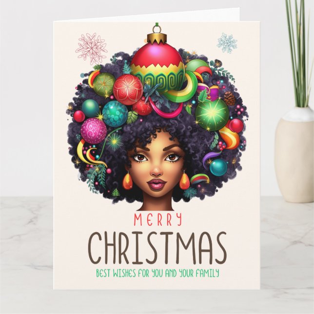 Tarjeta Navidades negros Sista Melanin Queen Women Xmas (Anverso)