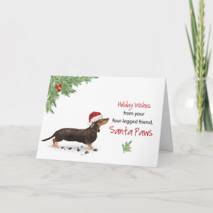 Tarjeta Navidades negros y tan de Dachshund de perro