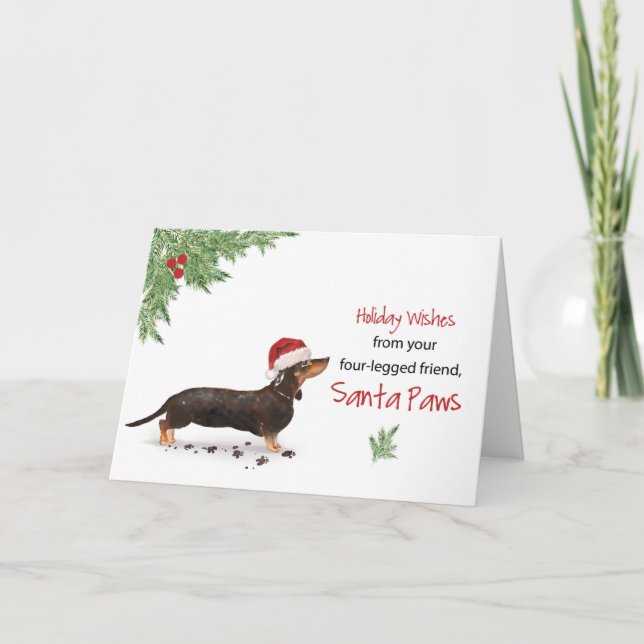 Tarjeta Navidades negros y tan de Dachshund de perro (Anverso)