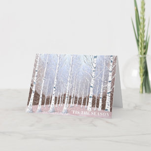 Tarjeta Navidades nevados de árboles birch Dusty Blue ID10