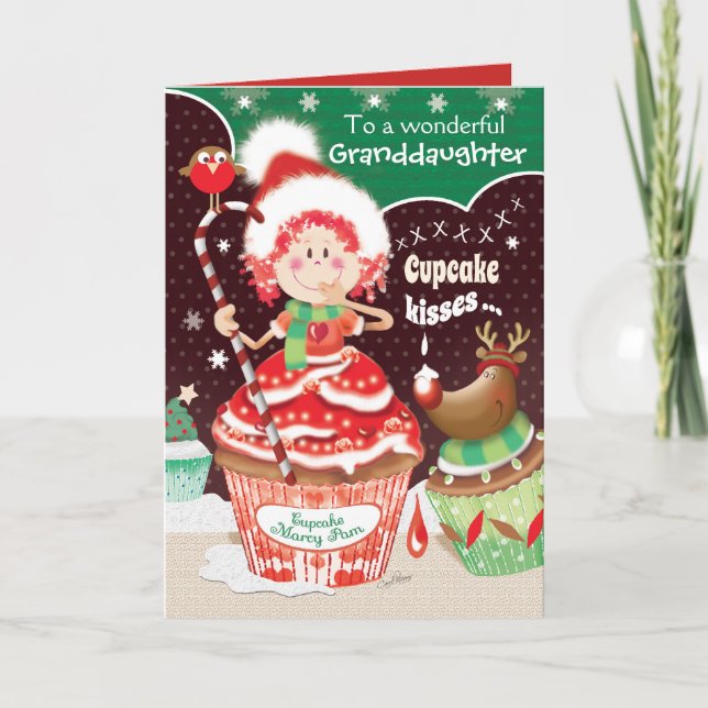 Tarjeta Navidades, Nieta, Cupcake Marcy Pam (Anverso)