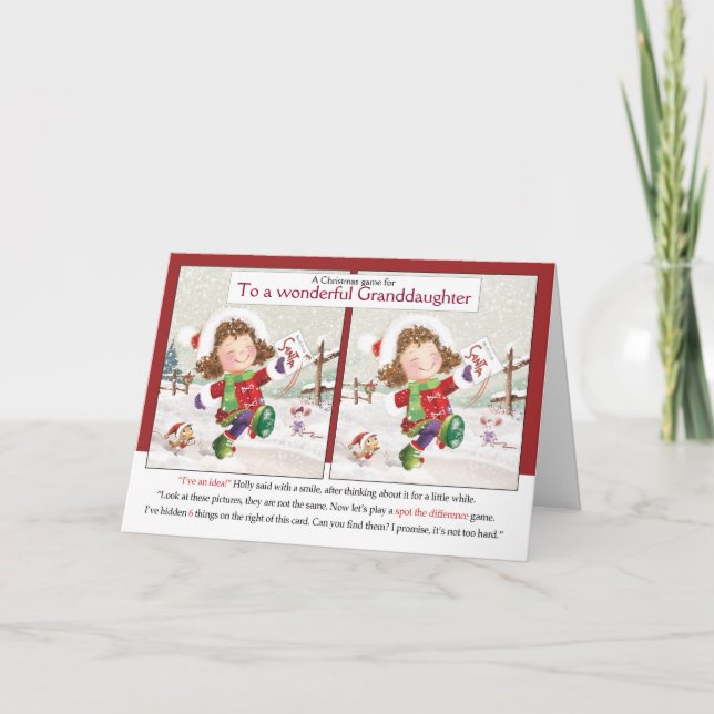 Tarjeta Navidades, nieta. Detectar la diferencia (Anverso)