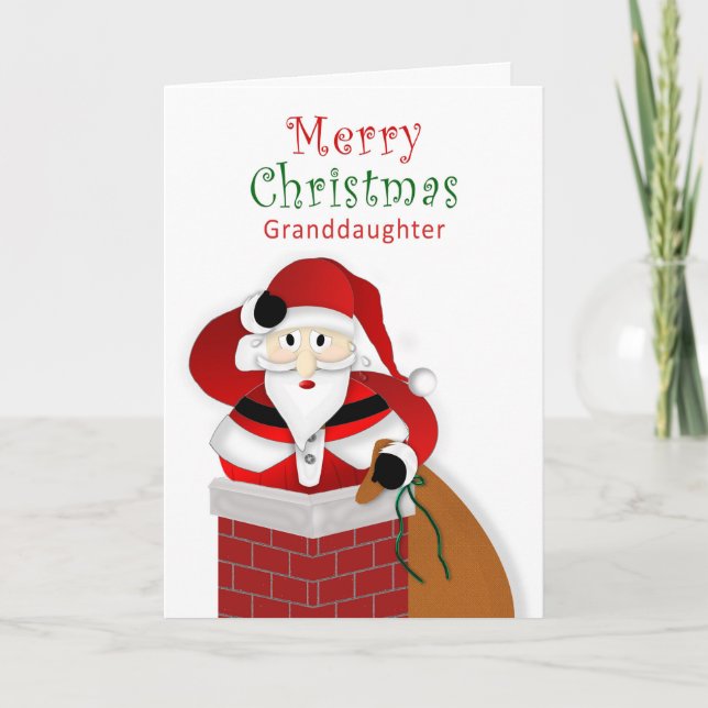 Tarjeta Navidades, Nieta, Santa Gorda Chimney (Anverso)