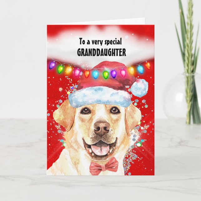 Tarjeta Navidades nietas de Labrador desean Santa (Anverso)