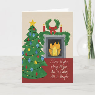 Tarjeta Navidades nocturnos silenciosos acuarela