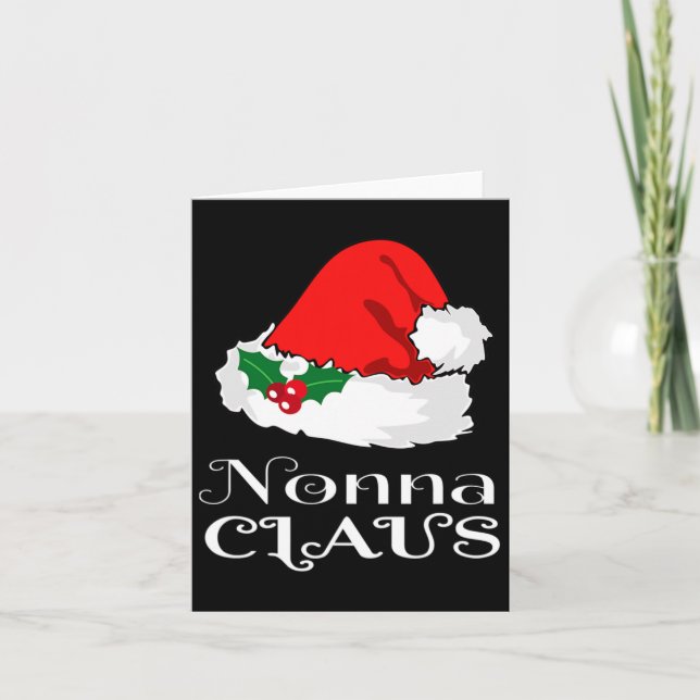 Tarjeta Navidades Nonna Claus Matching Pajama Santa Hat X- (Anverso)